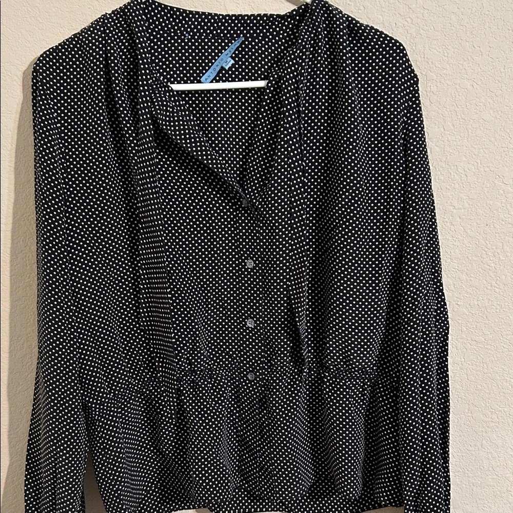 ANTONIO MELANI Black and White Polka Dot Blouse
